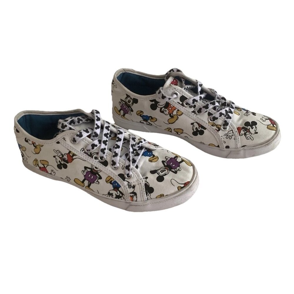 Disney Mickey Mouse Shoes Low Top Sneakers Women’s Size 6 White Classic Cartoon